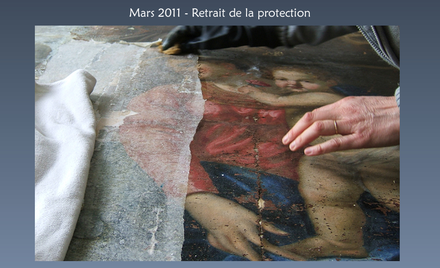 Tableau La Sainte Famille - Mars 2011 : Retrait de la protection